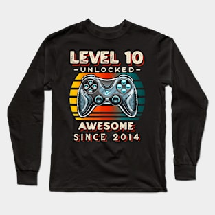 10th Birthday Gamer 10 Year Old Bday Boy Ten Son Long Sleeve T-Shirt